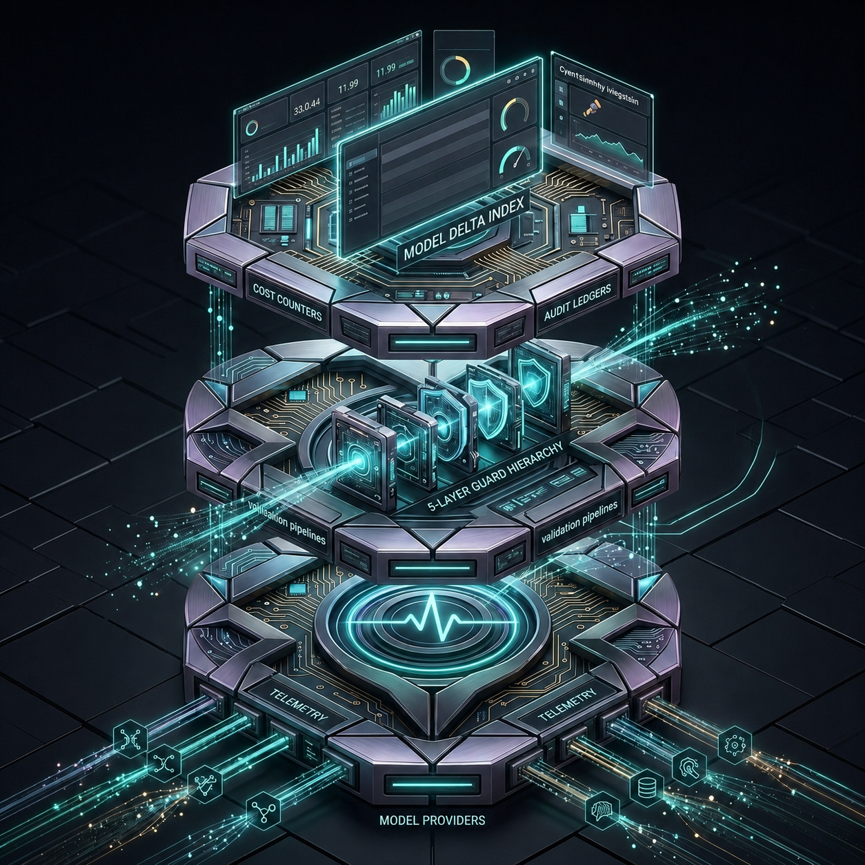 Three-layer mechanism diagram